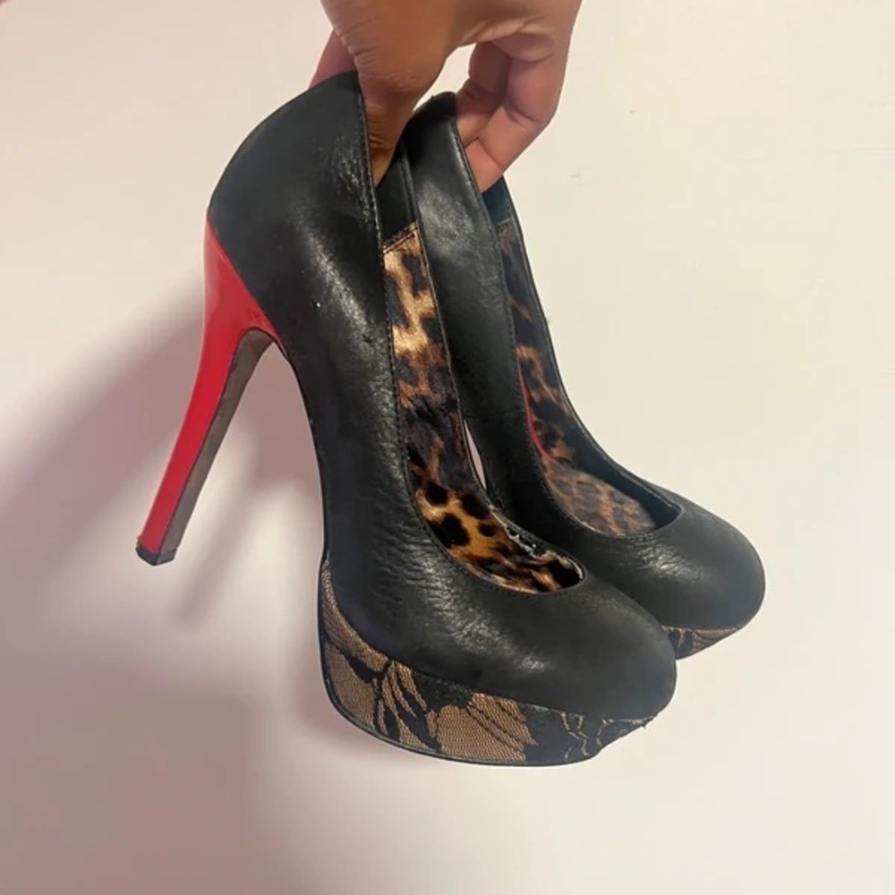 Betsey Johnson Black and Red Platform Heels